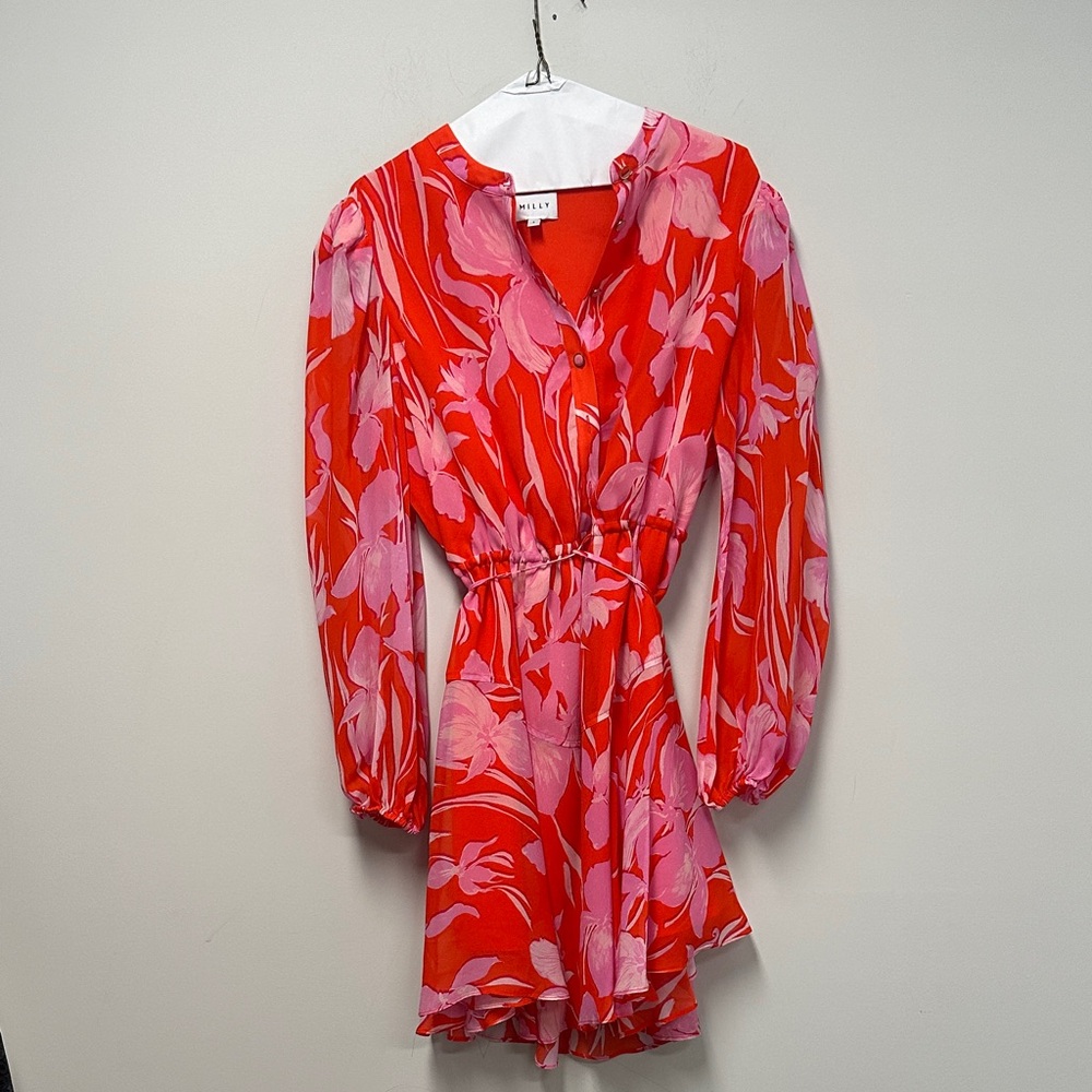Milly Floral Red and Pink Dress